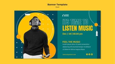 Horizontal Banner Template for Enjoying Music – Free Download