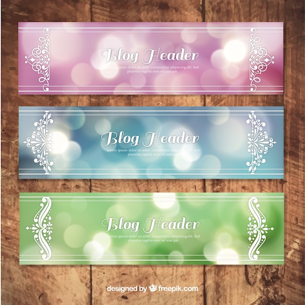 Ornamental Blog Headers Pack with Bokeh Effect – Free Download