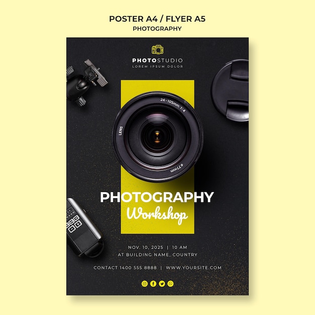 Photography Workshop Poster Template – Download Free Stock Photo