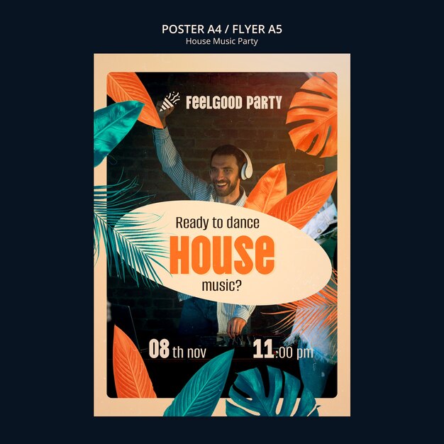 House Music Party Template Design – Free Download