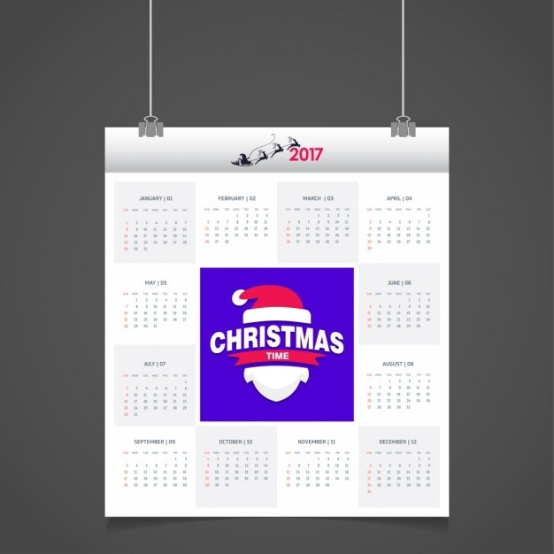 2017 Calendar Featuring Santa Claus Hat – Free Stock Photo for Download