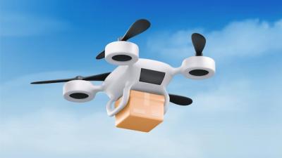 Drone Carrying Parcel Box in Sky – Free Download