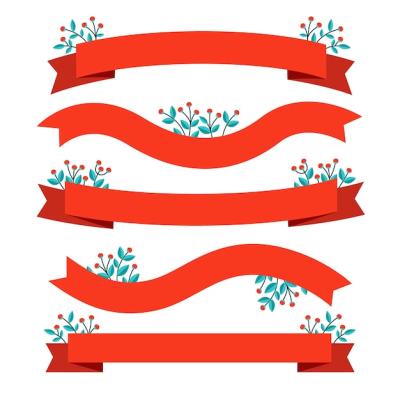 Flat Design Christmas Ribbon Collection – Free Download