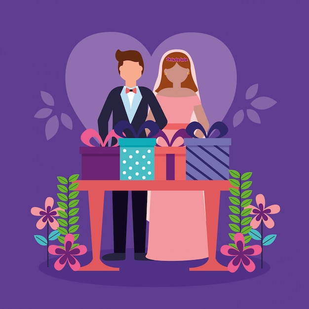 Flat Style Wedding Couple – Free Stock Photo for Download