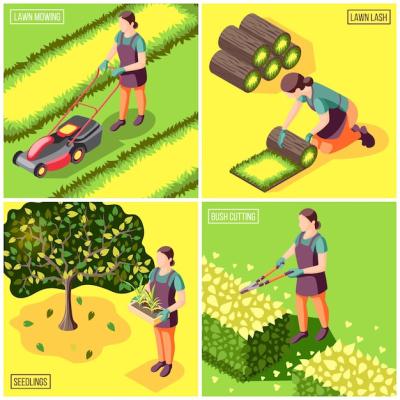 Landscaping Isometric Design Concept – Free Download