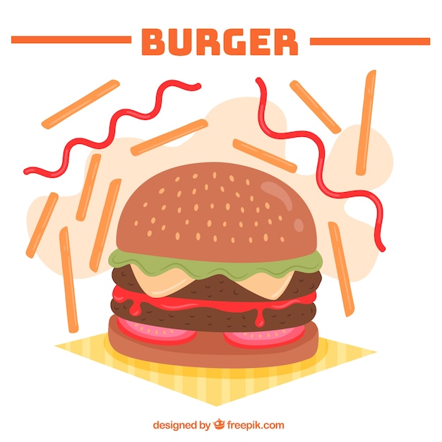 Burger and Chips Background – Free Stock Photo for Download