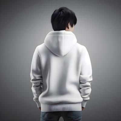 Asian Man in White Hoodie on Gray Background – Free Download