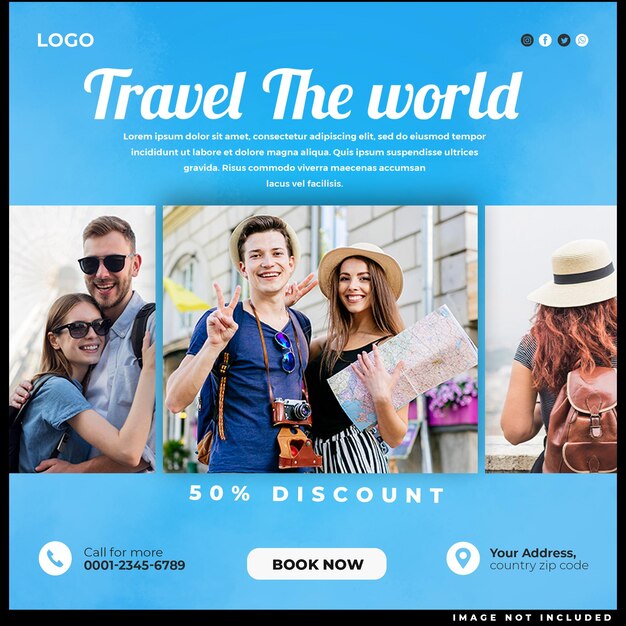 Travel and Tour Social Media Post Instagram Post Template – Free to Download