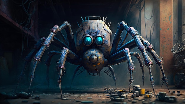 Robotic Spider in Steampunk Style: Generative AI Design – Free Download