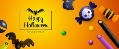 Halloween Sale Banner Featuring Sweets and Bats – Free Download