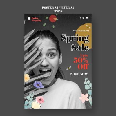 Floral Spring Sale Template Design – Free Download