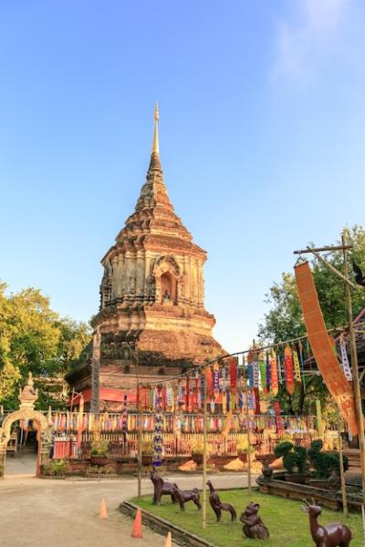 Golden Pagoda at Wat Lok Moli Temple in Chiang Mai, Northern Thailand – Free Stock Photo for Download