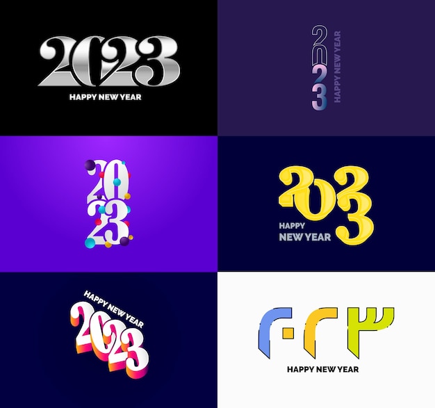 Happy New Year 2023 Logo Text Design Templates – Free Download