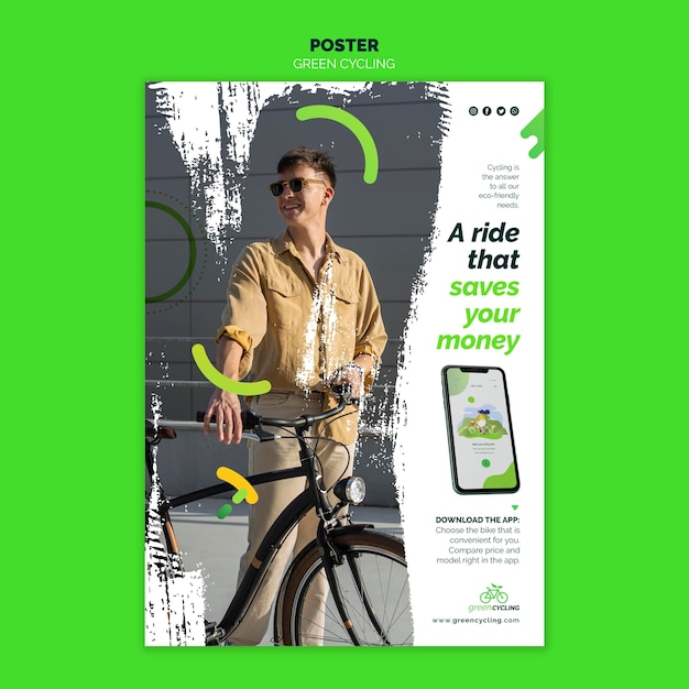 Vertical Poster Design for Eco-Friendly Biking – Free Download