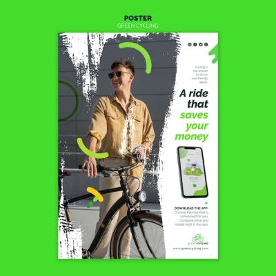 Vertical Poster Design for Eco-Friendly Biking – Free Download