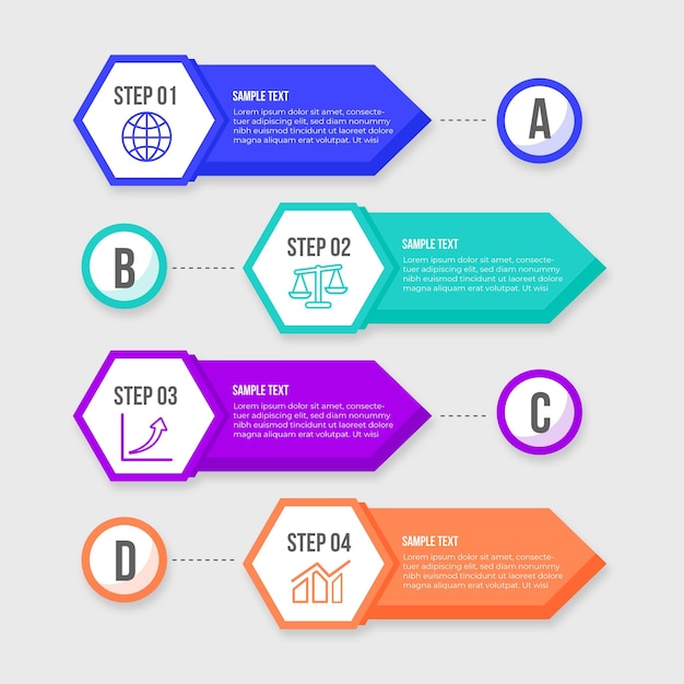 Flat Design Infographic Steps – Free Download