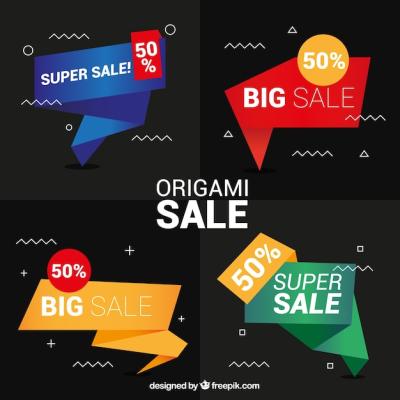 Modern Variety of Origami Sale Labels – Free Download