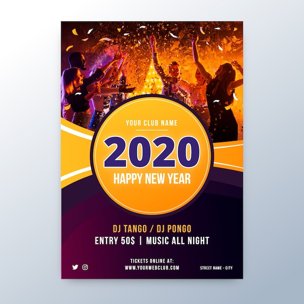 New Year 2020 Party Flyer Template with Photo – Free Download