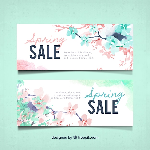 Watercolor Spring Sale Banners – Free to Download