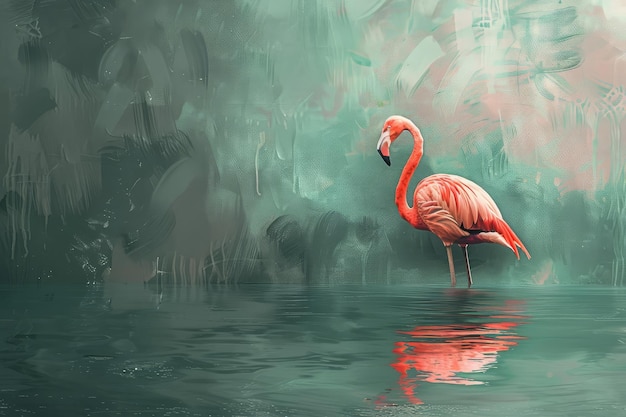 Flamingo Abstract Art – Oil Painting Style Wallpaper Mural | Free Download