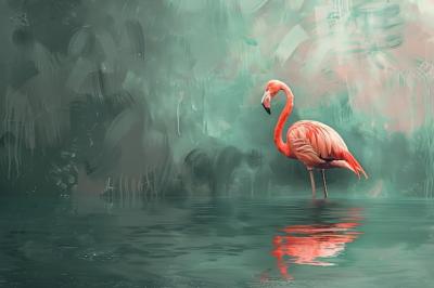 Flamingo Abstract Art – Oil Painting Style Wallpaper Mural | Free Download