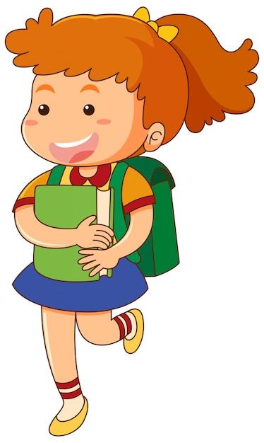 School Girl with Book and Schoolbag – Free Download