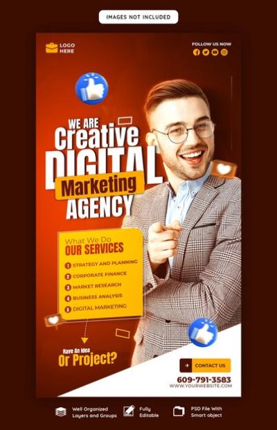 Digital Marketing Agency and Corporate Facebook and Instagram Story Template – Free to Download