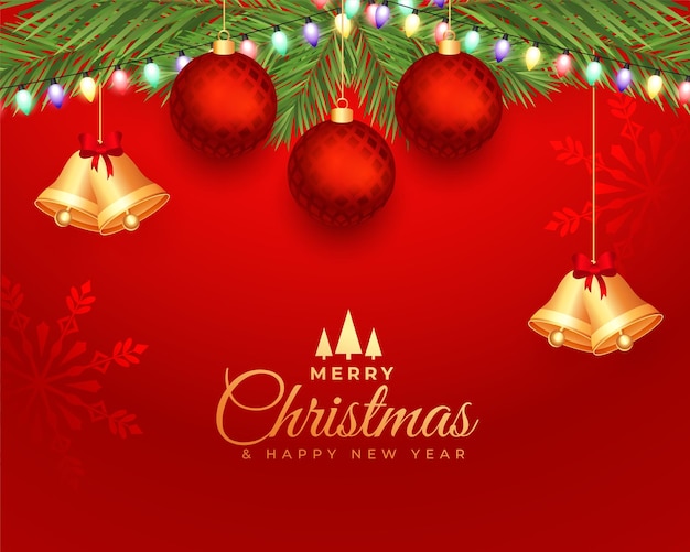 Decorative Merry Christmas Red Background with Xmas Elements – Free Download