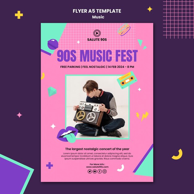 Flat Design Music Flyer Template – Free Download