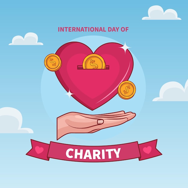 International Day of Charity Celebrated with Heart and Coin – Free Download