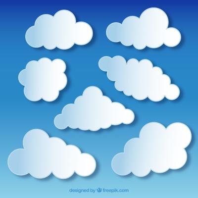 Fluffy White Clouds on Blue Sky Background – Free Download