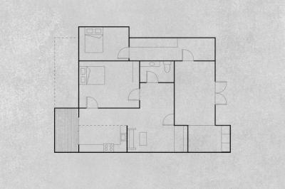 Floor Plan with Furniture Blueprint Illustration – Free Download