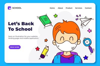 Hand Drawn Back to School Landing Page Template – Free Download