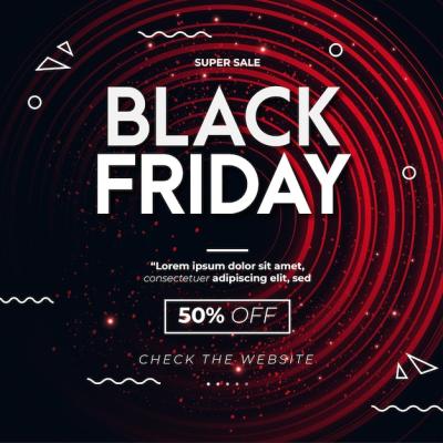 Modern Black Friday Sale Promotion Banner Featuring Abstract Red Circle – Free Download