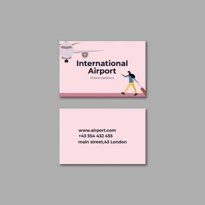 Flat Design Airport Company Business Card Template – Free Download