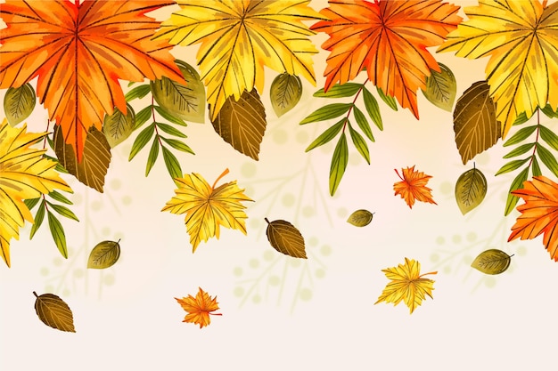 Hand Drawn Background Featuring Autumn Leaves – Free Download