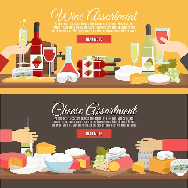 Cheese and Wine Flat Banner Set – Free Download