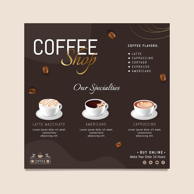 Coffee Menu Squared Flyer Template – Free Download