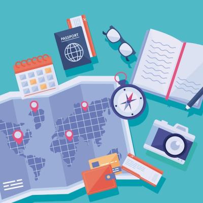 Paper Map and Travel Icons – Free Download, Download Free Stock Photo