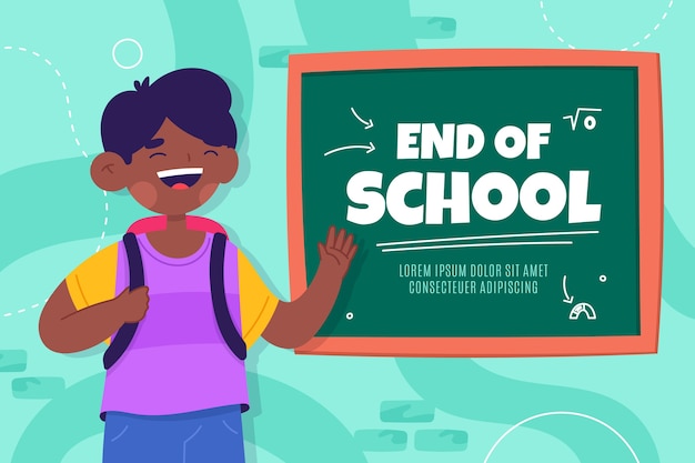 End of School Background Vector Template – Free Download