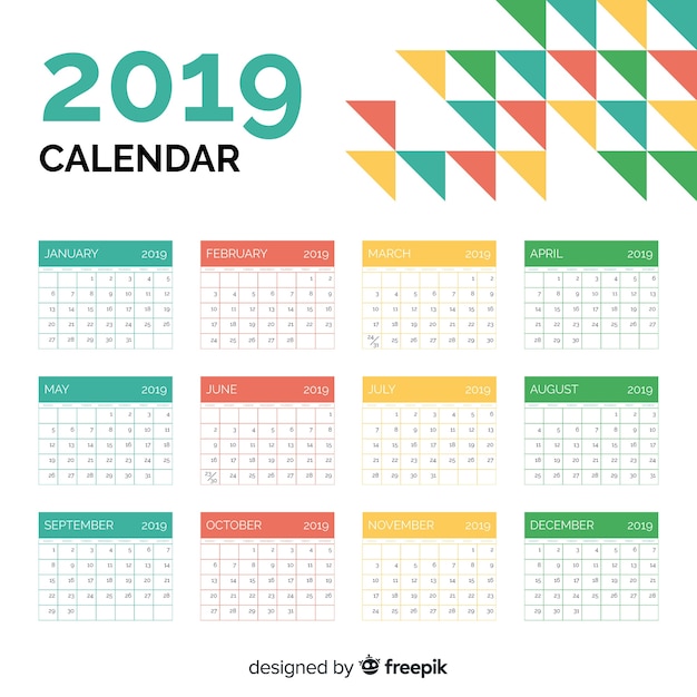 2019 Calendar Vector Template – Free to Download