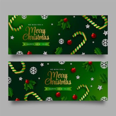 Realistic Christmas Banners Set – Free Stock Photo, Download Free