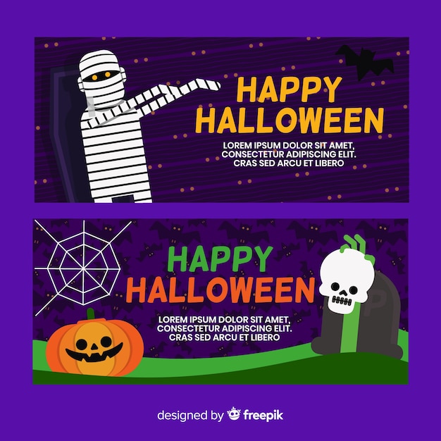 Halloween Banners in Flat Design – Free to Download