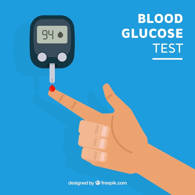 Flat Design of Diabetics Testing Blood – Free Download