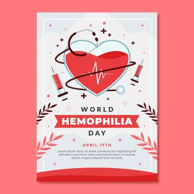 Flat Vertical Poster Template for World Hemophilia Day Awareness – Free Download