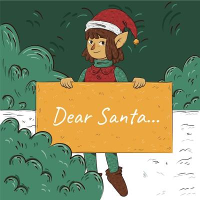 Hand Drawn Christmas Character Holding Blank Banner – Free Stock Photo, Download Free