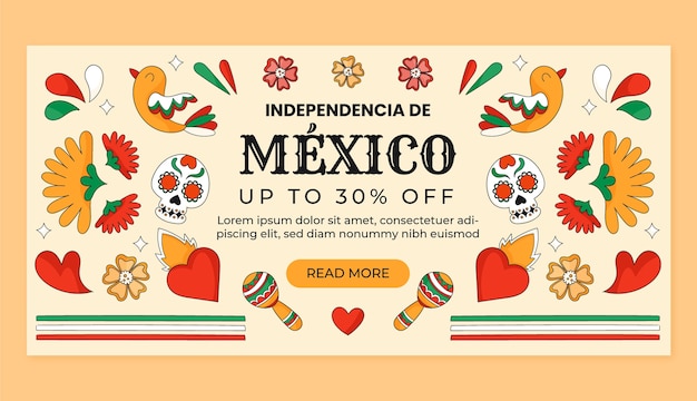 Horizontal Sale Banner Template for Mexican Independence Day Celebration – Free Download