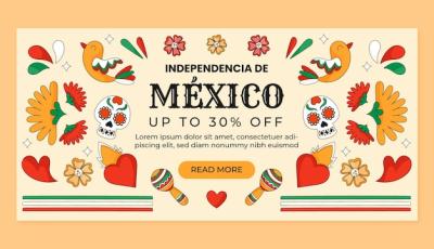 Horizontal Sale Banner Template for Mexican Independence Day Celebration – Free Download