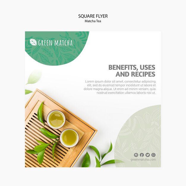 Delicious Matcha Tea Square Flyer – Free Download