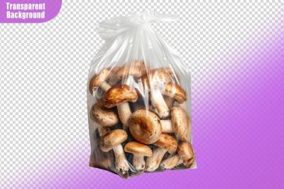 Mushroom in Plastic Bag on Transparent Background – Free Stock Photo for Download